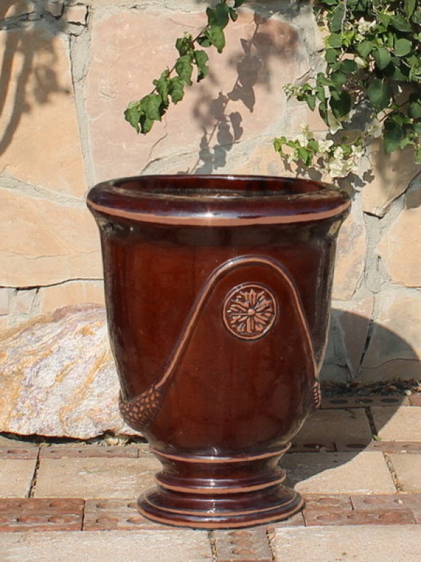 Large Dark Brown French Urn Ceramic