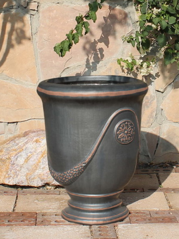 Large Gunmetal French Urn Ceramic