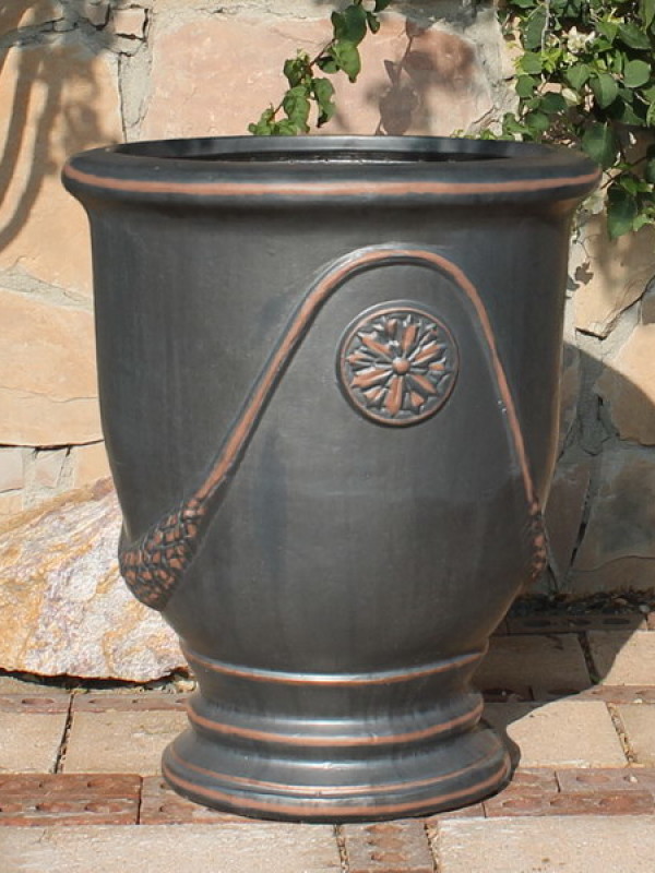 Extra Large French Urn Gunmetal Ceramic