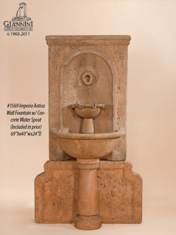 Imperia Antica Wall Fountain w/ Concrete Water Spout 