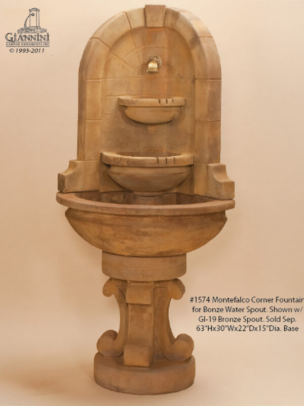 Montefalco Corner Fountain for Bronze Water Spout