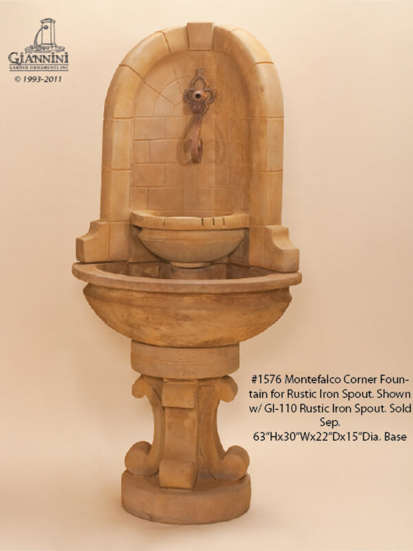 Montefalco Corner Fountain for Rustic Iron Spout