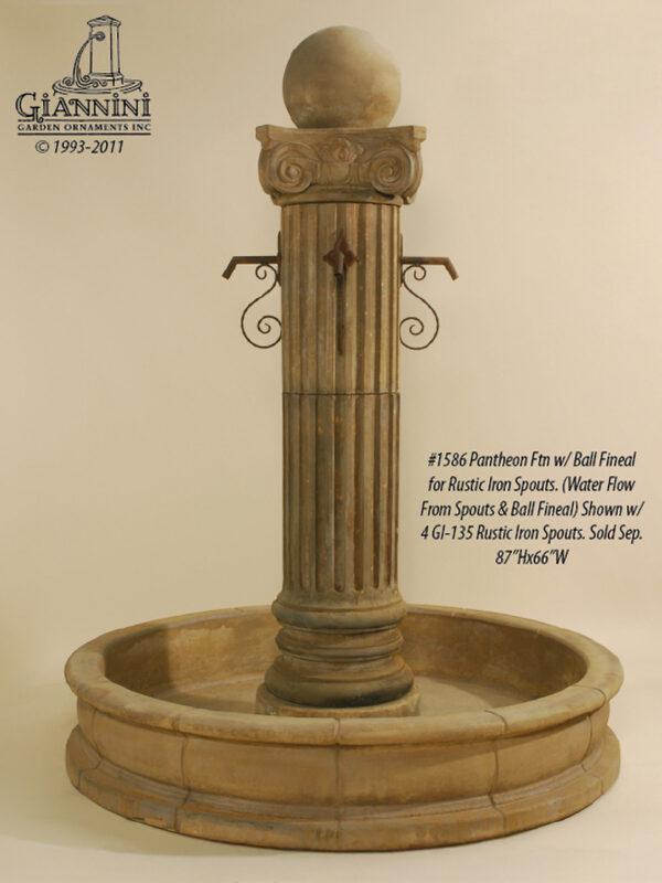 Pantheon Fountain w/ Ball Fineal for Rustic Iron Spouts
