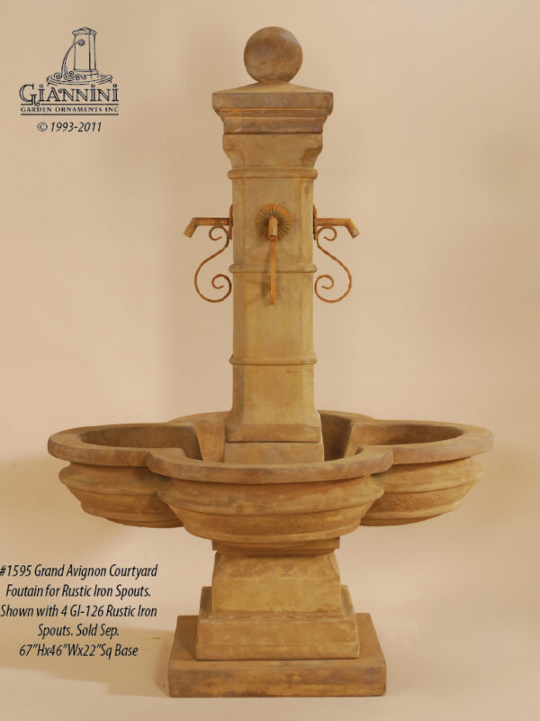 Grand Avignon Courtyard Fountain w/ Spout Styles
