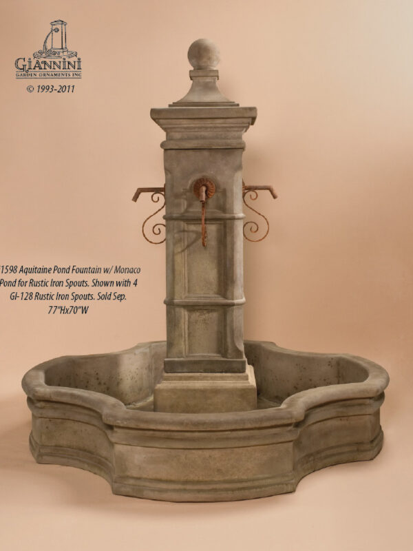 Aquitaine Pond Fountain w/ Monaco Pond w/ Spout Styles