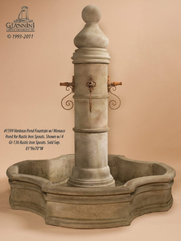 Ventoux Pond Fountain w/ Monaco Pond w/ Spout Styles
