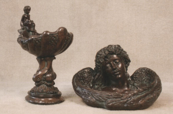 Small Cherub Birdbath and Resting Angel Birdbath