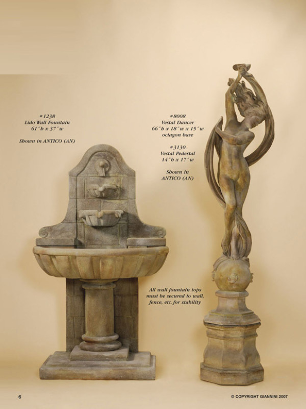 Lido Wall Fountain, Vestal Dancer, Vestal Pedestal