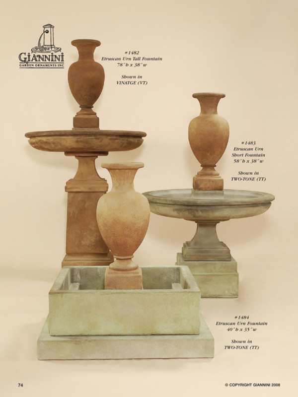 Entruscan Urn Tall Fountain, Entruscan Urn Short Fontain, Entruscan Urn Fountain