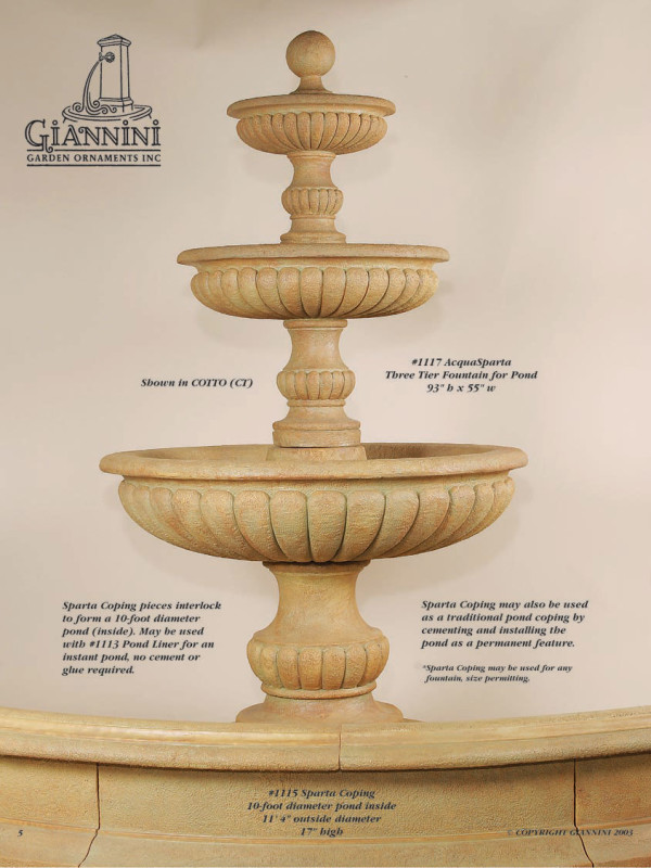 Acqua Sparta Three Tier Fountain, Fontamone Fountain for Pond