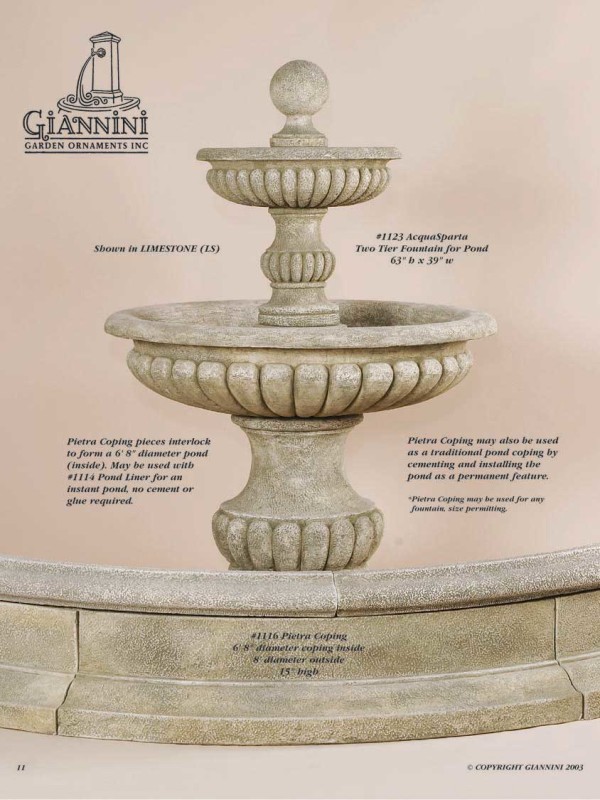 AcquaSparta Two Tier Fountain for Pond