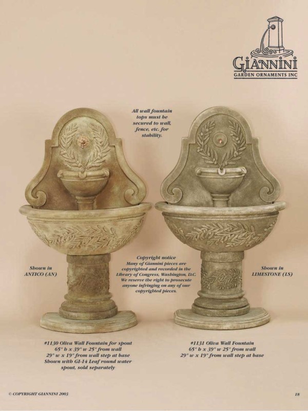 Oliva Wall Fountain, Oliva Wall fountain for Spout