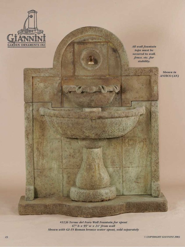 Terme del Foro Wall Fountain for Spout