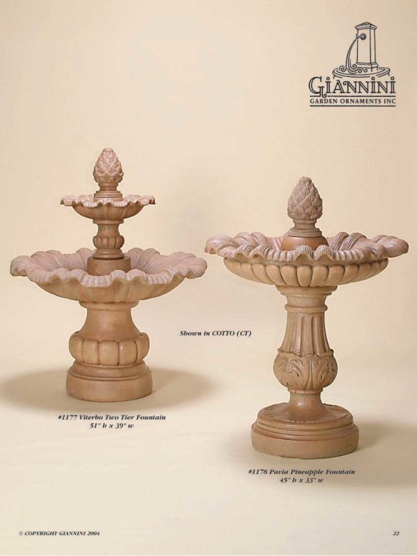 Viterbo Two Tier Fountain, Pavia PIneapple Fountain