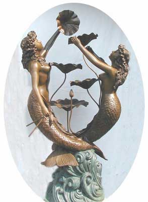 Two Mermaids with Lotus Leaves