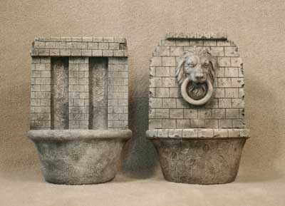 Brick Wall and Brick Lion Wall Fountains