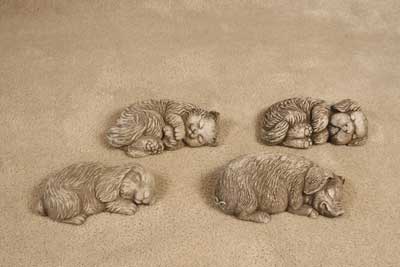 Sleeping Bunny, Kitten, Piglet, Pup