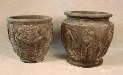 Round Cherub and Large Roman Pots