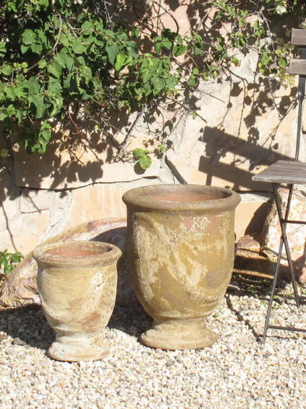 Small French Urns, Antiqued Ceramic