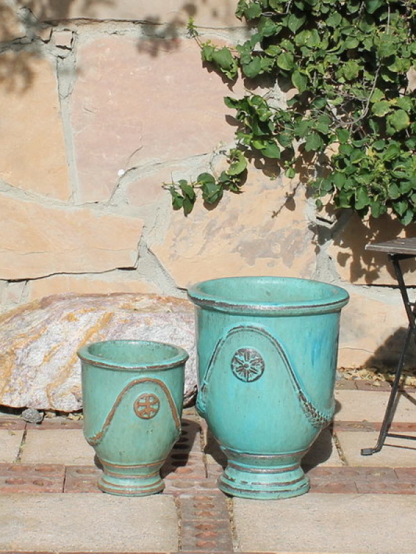 Small French Urns, Aqua Ceramic