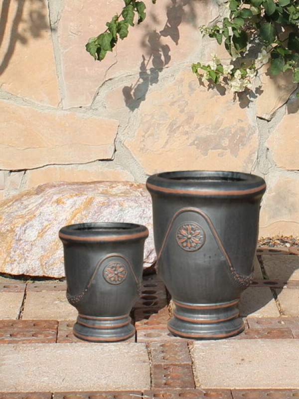 Small French Urns, Gunmetal Ceramic