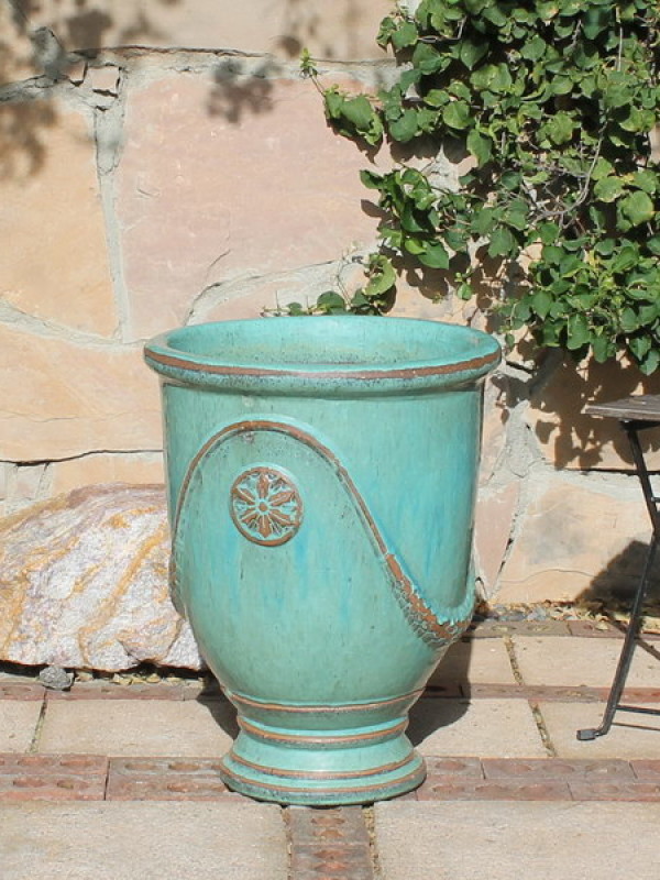Large Aqua French Urn Ceramic