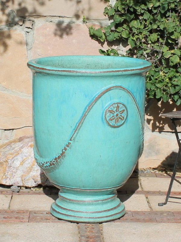 Extra Large French Urn Aqua Ceramic
