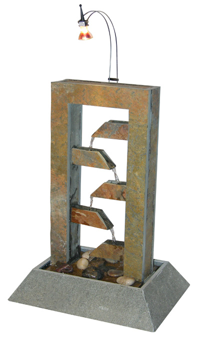 Natural Slate Stone Tabletop Fountain with Light