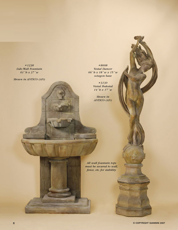 Lido Wall Fountain, Vestal Dancer, Vestal Pedestal
