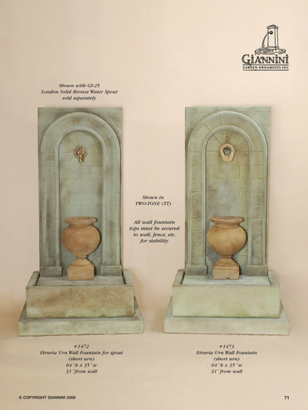 Etruria Urn Wall Fountain for spout, Etruria Urn Wall Fountain