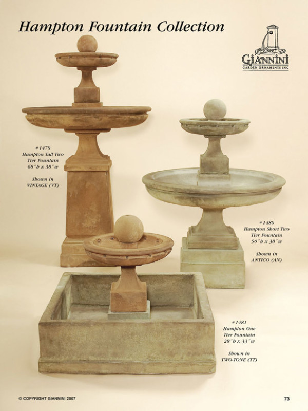 Hampton Tall Two Tier Fountain, Hamption One Tier Fountain, Hampton Short Two Tier Fountain