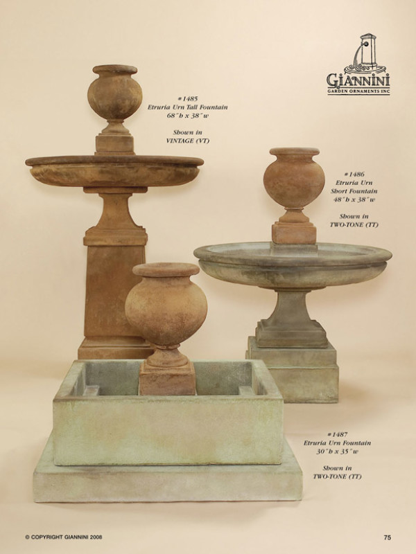 Etruria Urn Tall Fountain, Etruria Urn Short Fountain, Etruria Urn Fountain