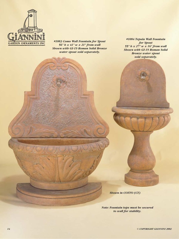 Como Wall Fountain For Spout, Tepula Wall Fountain For Spout