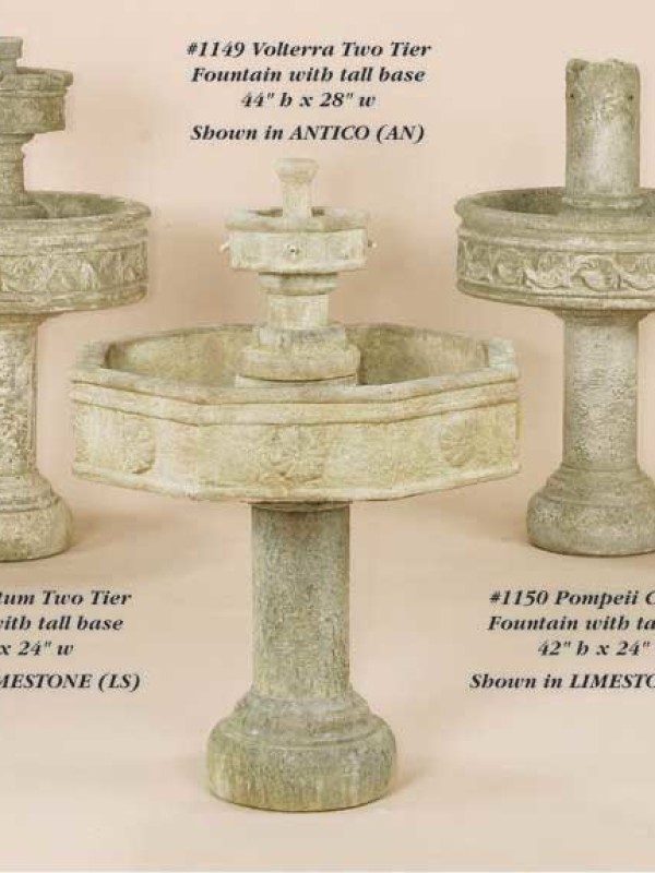 Paestum Two Tier Tall Base, Volterra Two Tier with tall base, Pompei Column with tall basr