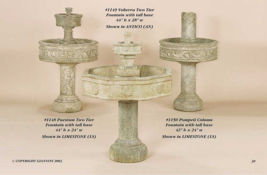Paestum Two Tier Tall Base, Volterra Two Tier with tall base, Pompei Column with tall basr