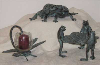 Twin Frogs, Three Frogs with Leaf, Dragonfly Candle Cup
