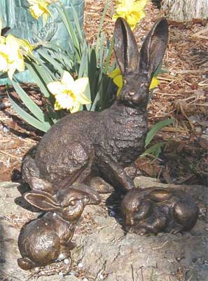 Rabbit with Pair of Baby Rabbits