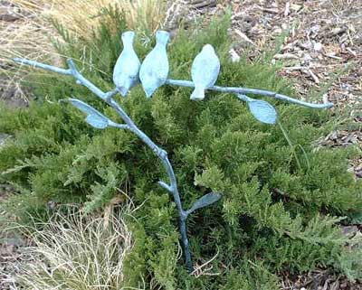 3 Birds on Branch Garden Stake