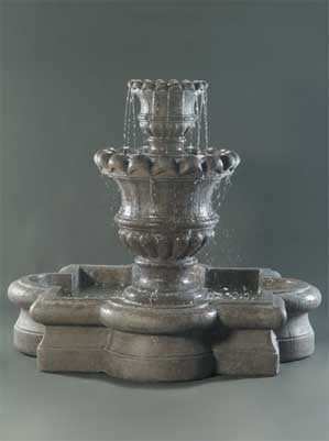 Scallop Urn Fountain with Quatrofoil Basin