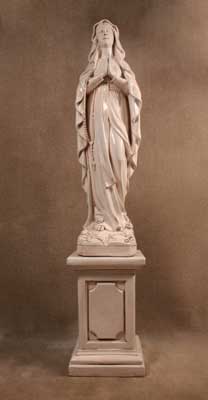 Our Lady of Lourdes with Small Square Pedestal