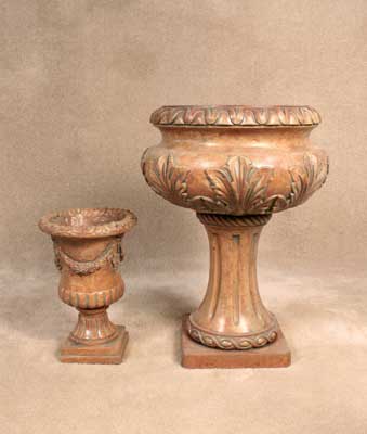Small Garland Vase and Leaf Pedestal Urn